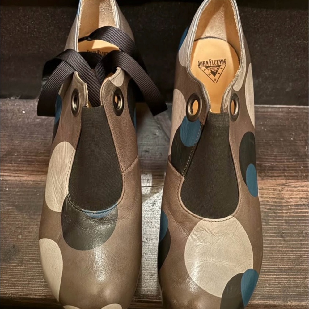 John Fluevog Women's Leather Heels - Black, Gray, Blue